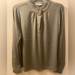 Calvin Klein Green Pleated Blouse: L